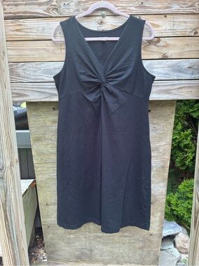 Eddie Bauer Black Sleeveless Cotton Blend Twist-Front Dress Size Large